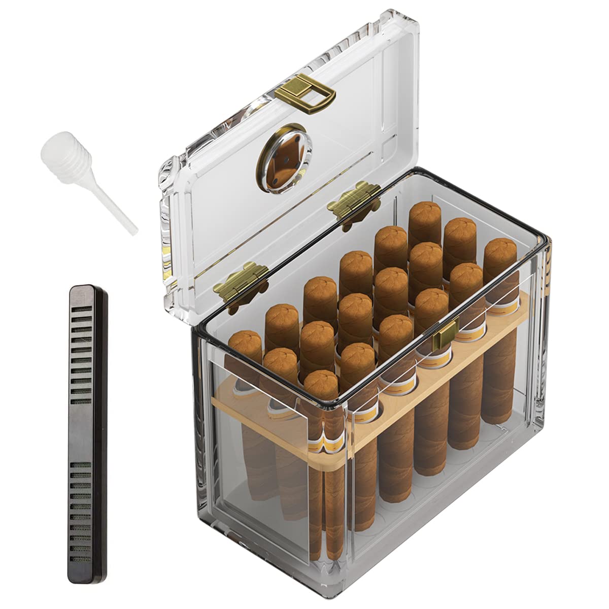 Acrylic Cigar Humidor With Hyg - Home Fragrance Maple Walnut ulasan dan harga