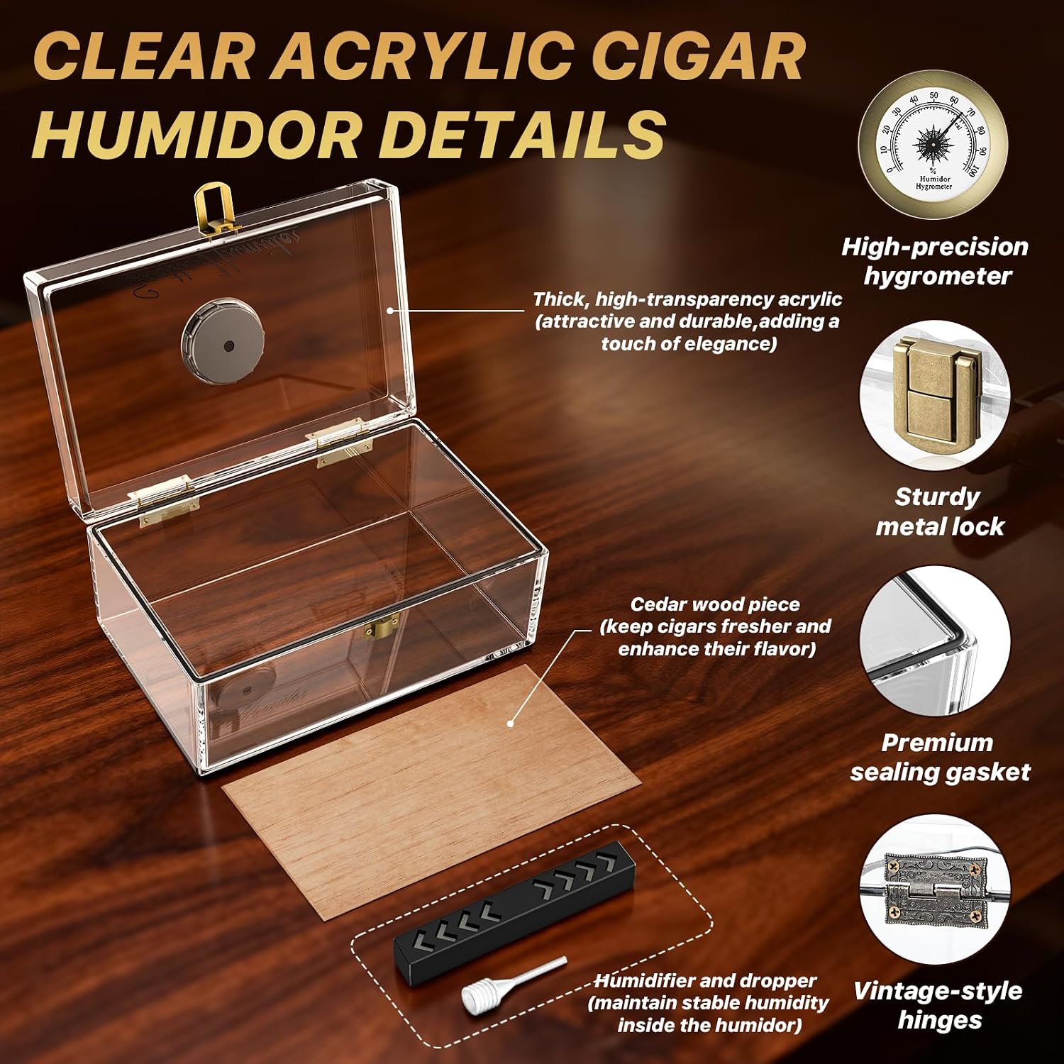 Acrylic Desktop Cigar Humidor  - Home Fragrance Maple Walnut ulasan dan harga