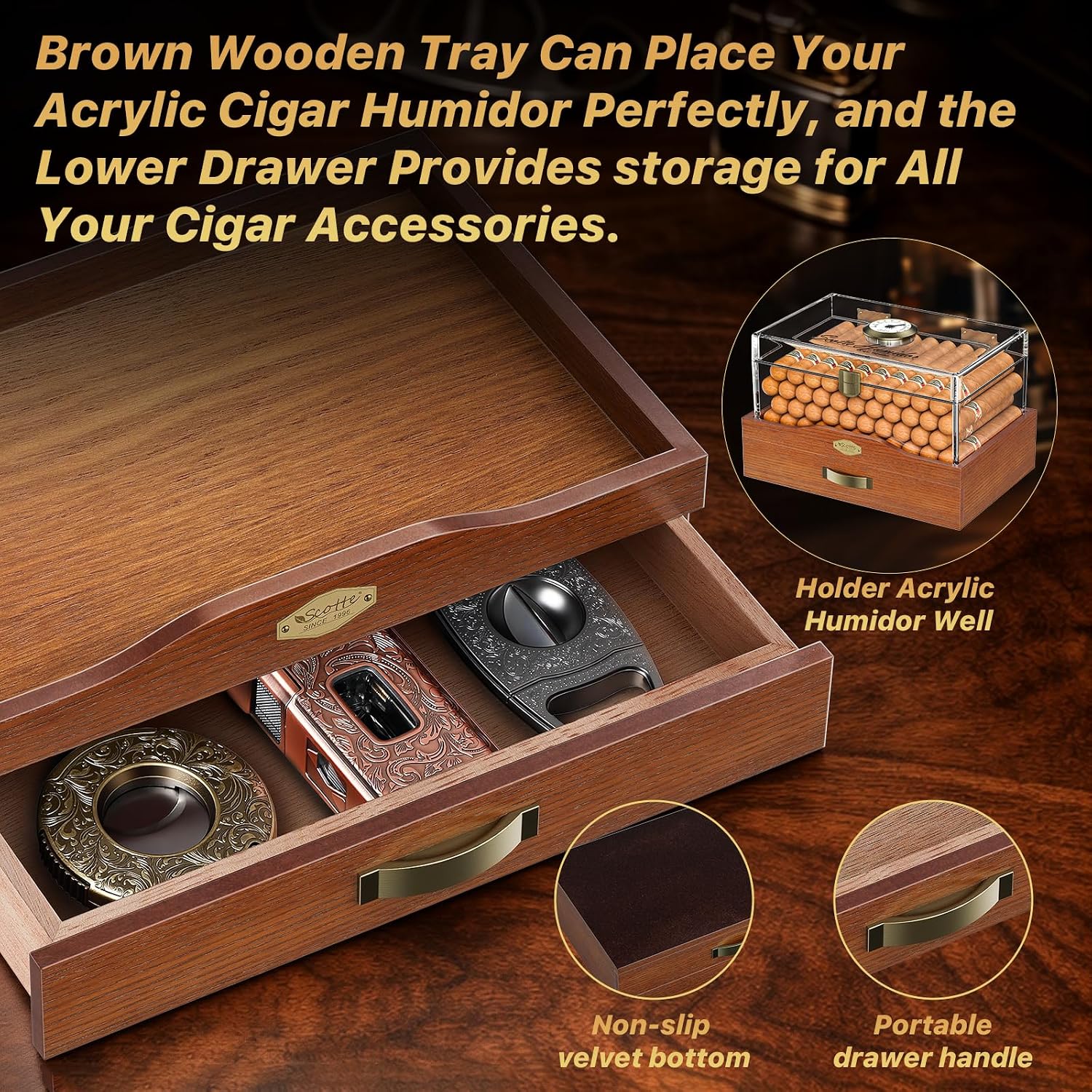Acrylic Desktop Cigar Humidor  - Home Fragrance Maple Walnut ulasan dan harga