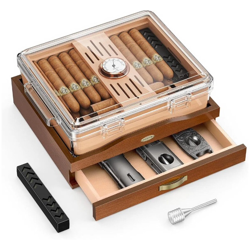 Acrylic Cigar Humidor Box, Des - Home Fragrance Maple Walnut ulasan dan harga