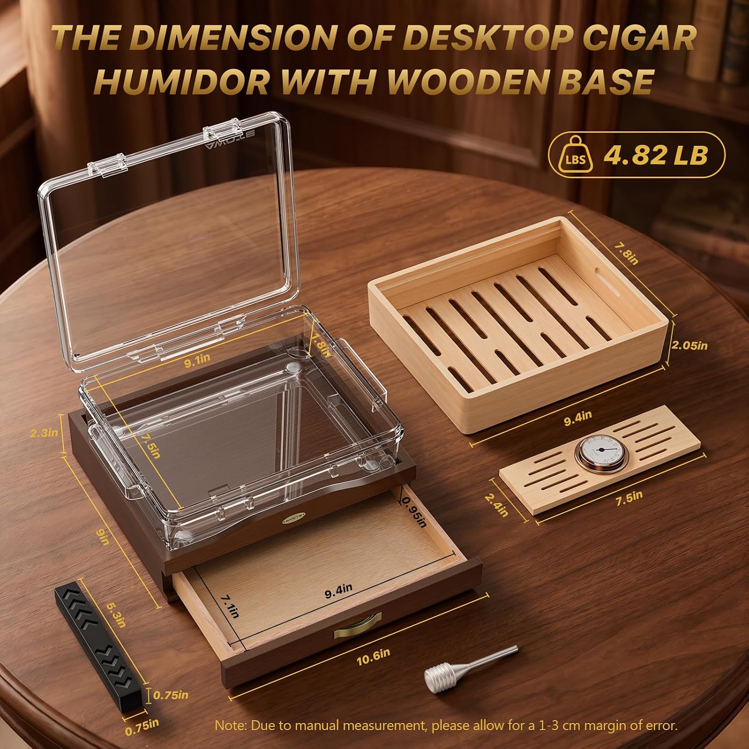 Acrylic Cigar Humidor Box, Des - Home Fragrance Maple Walnut ulasan dan harga