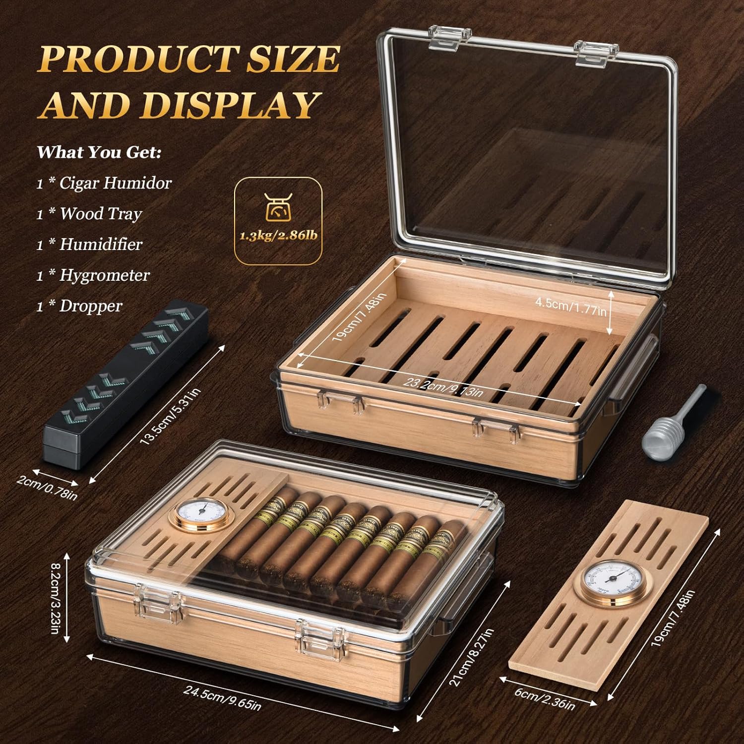 Acrylic Cigar Humidor, Box wit - Home Fragrance Maple Walnut ulasan dan harga