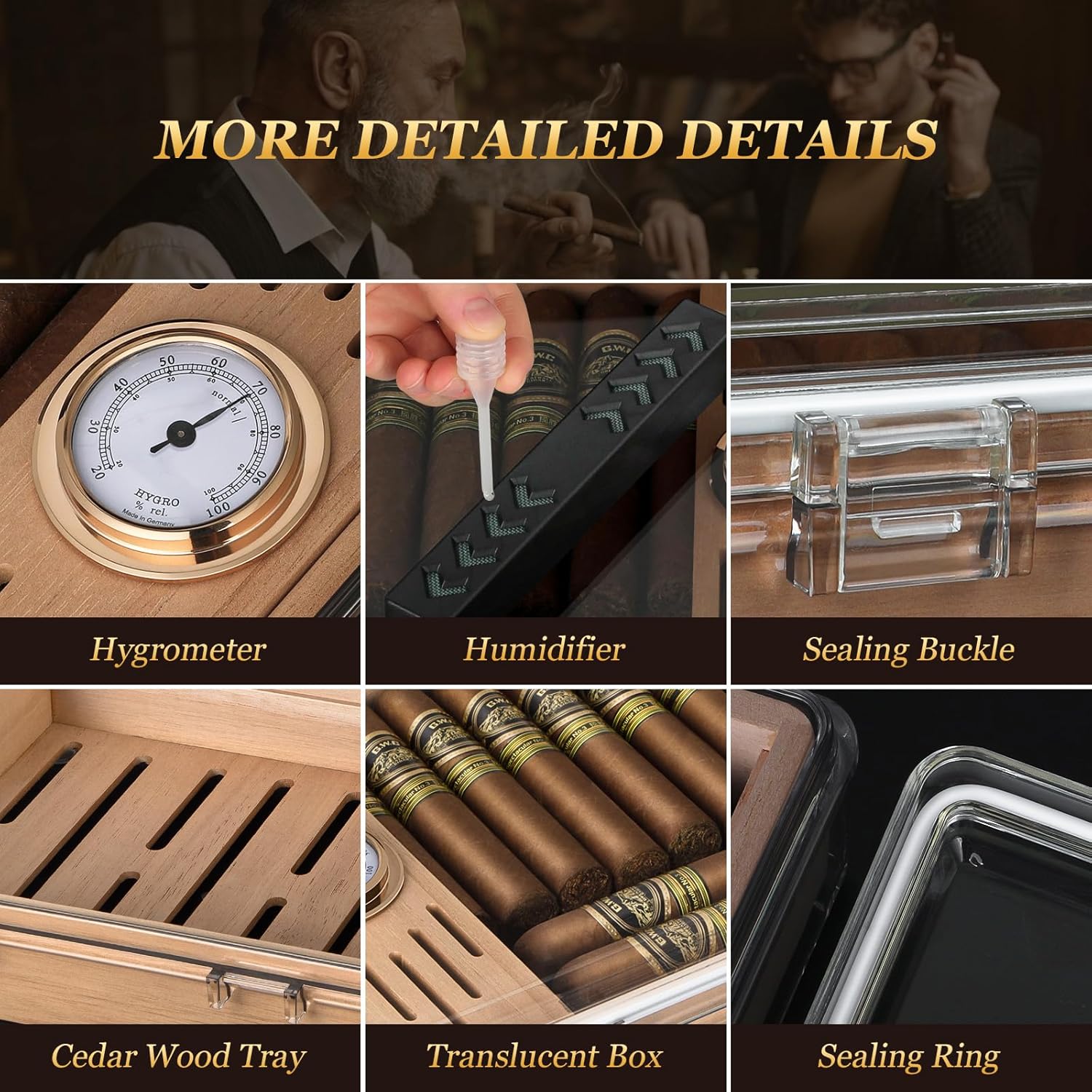 Acrylic Cigar Humidor, Box wit - Home Fragrance Maple Walnut ulasan dan harga