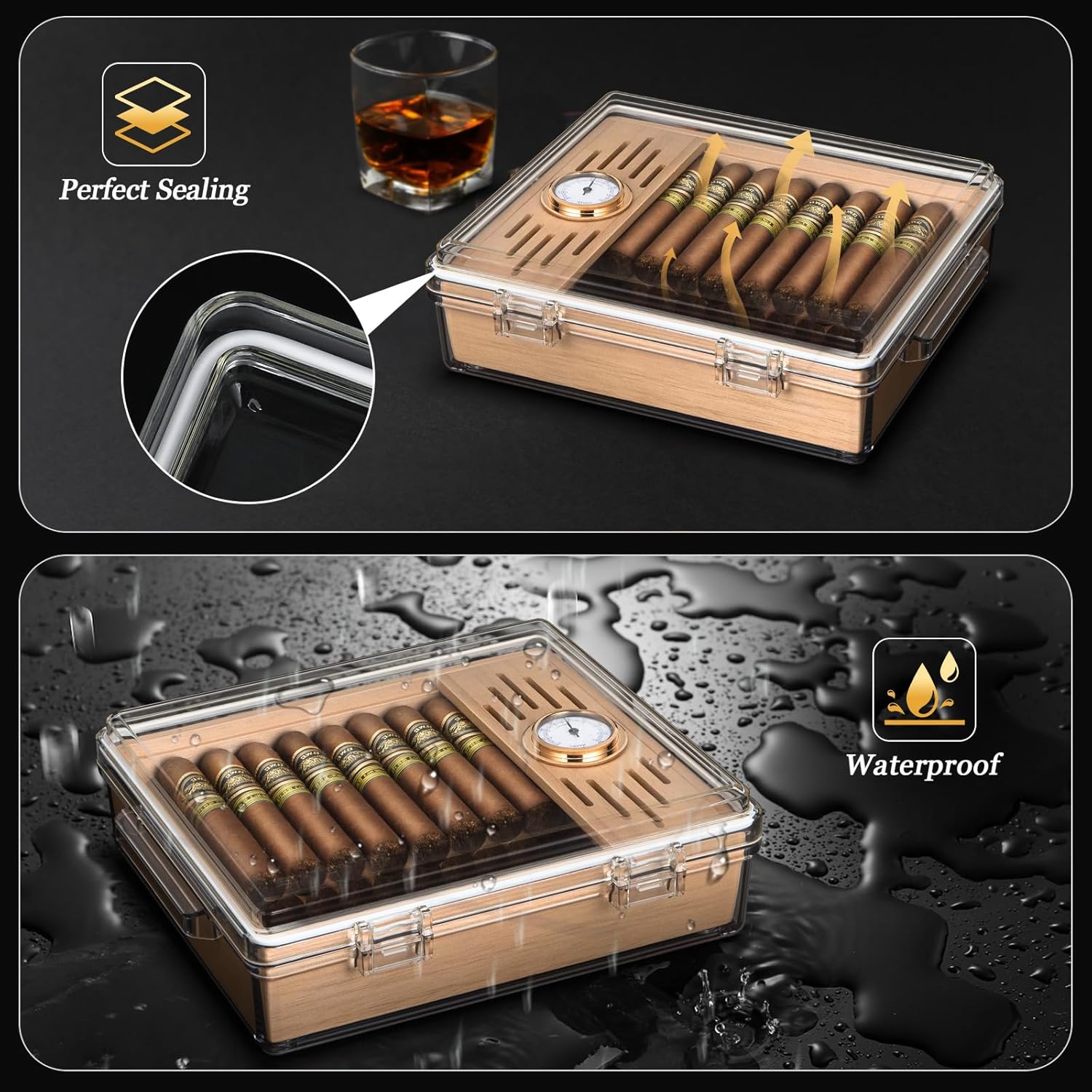 Acrylic Cigar Humidor, Box wit - Home Fragrance Maple Walnut ulasan dan harga